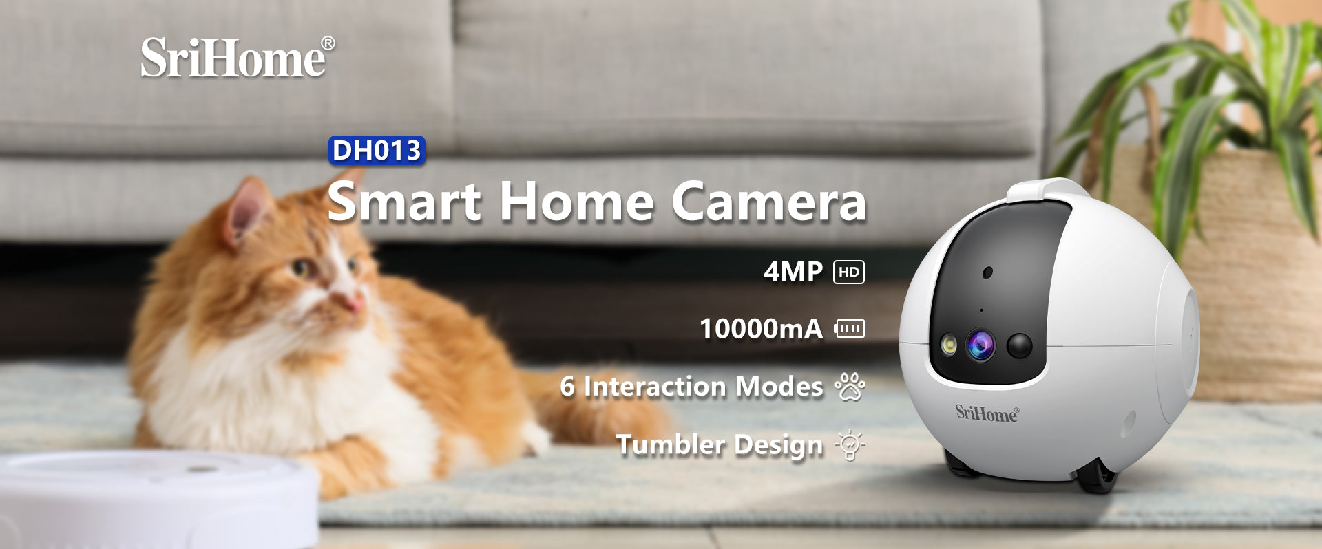 Load video: SriHome RONDA DH013 Pet Camera Robot CCTV